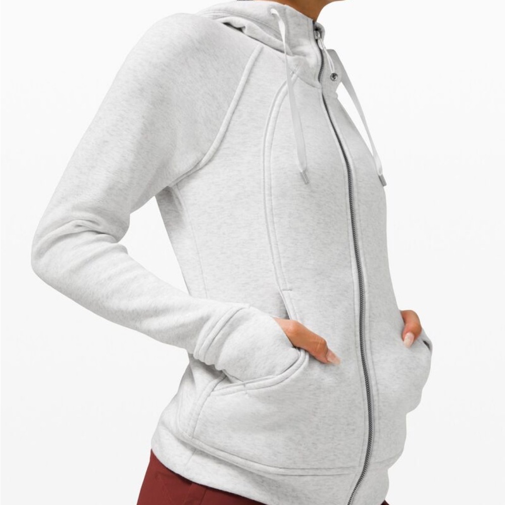 Lululemon Athletica heathered Gray full-zip scuba hoodie- Plush